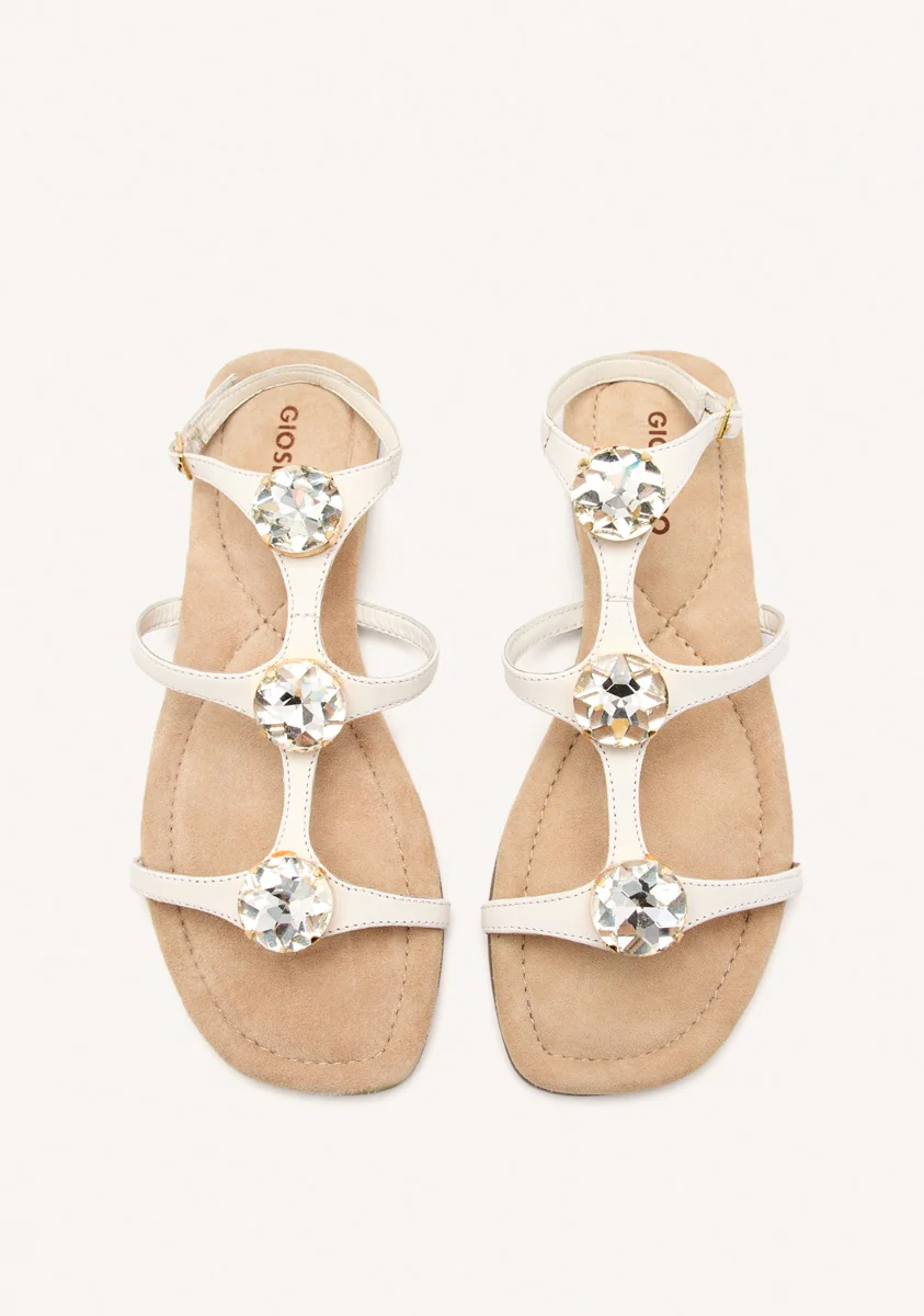 LEATHER RHINESTONE FLAT SANDALS LYNNFIELD - Image 4
