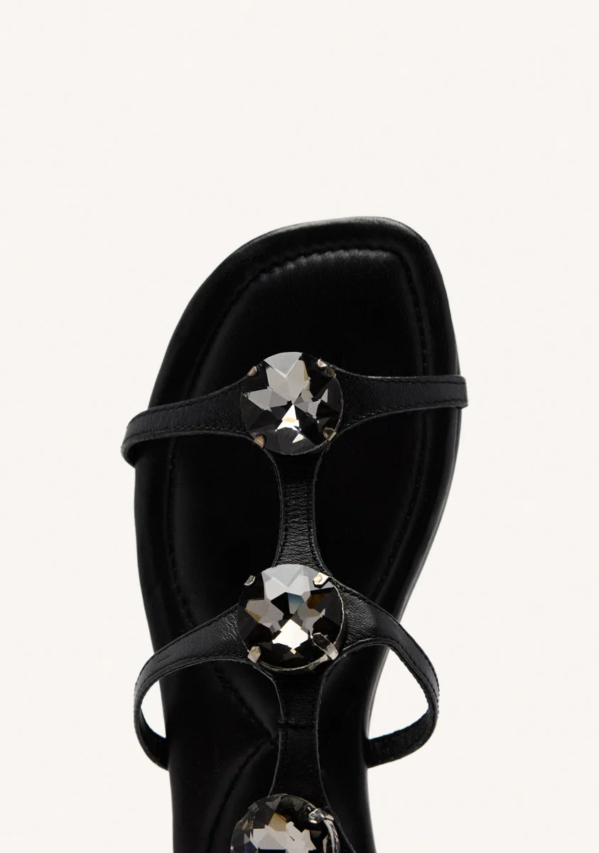 LEATHER RHINESTONE FLAT SANDALS LYNNFIELD - Image 4