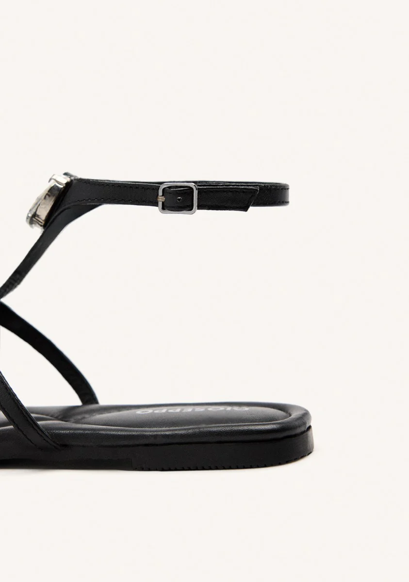 LEATHER RHINESTONE FLAT SANDALS LYNNFIELD - Image 5