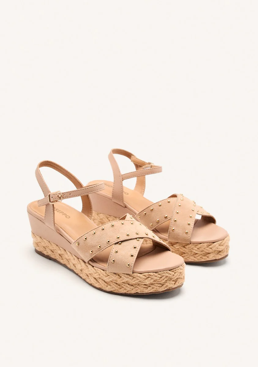 LEATHER SANDALS AND RAFFIA WEDGE GILSUM - Image 2