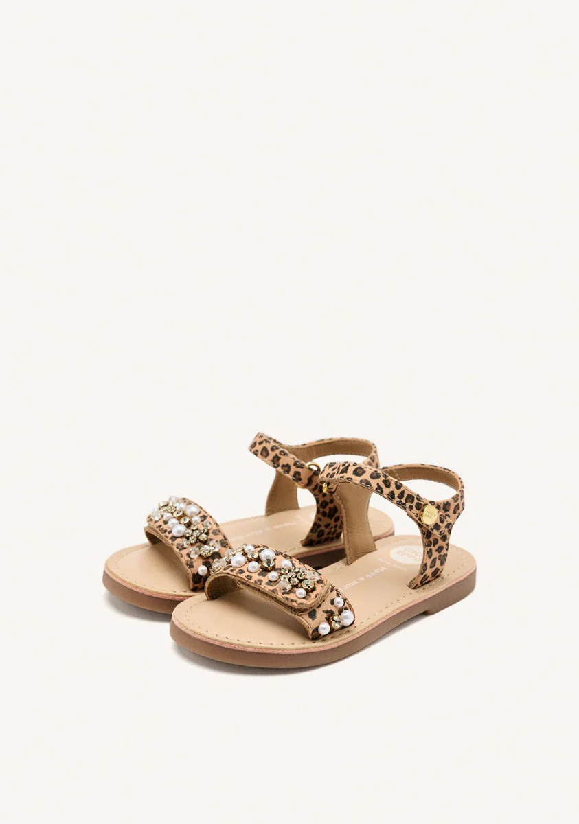 LEATHER SANDALS LEOPARD AND PEARL SKANAWAN - Image 2