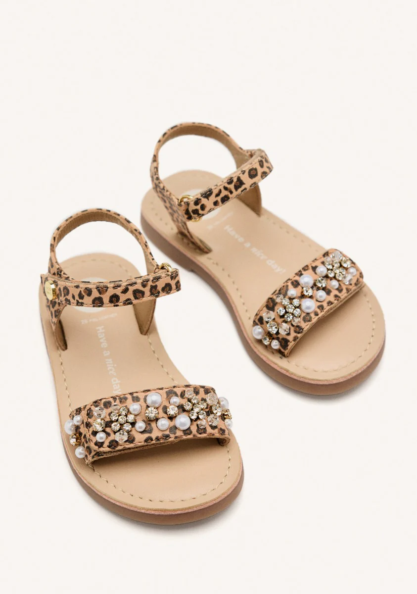 LEATHER SANDALS LEOPARD AND PEARL SKANAWAN - Image 4