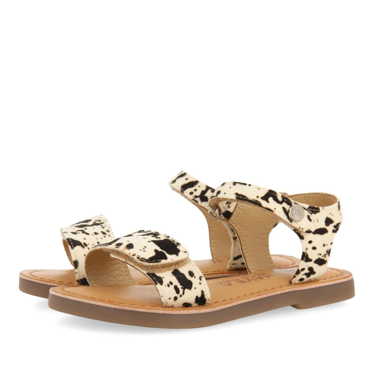 LEATHER SANDALS WITH ANIMAL PRINT AND ADJUSTABLE CLOSURE FOR GIRLS SELITE - Image 2