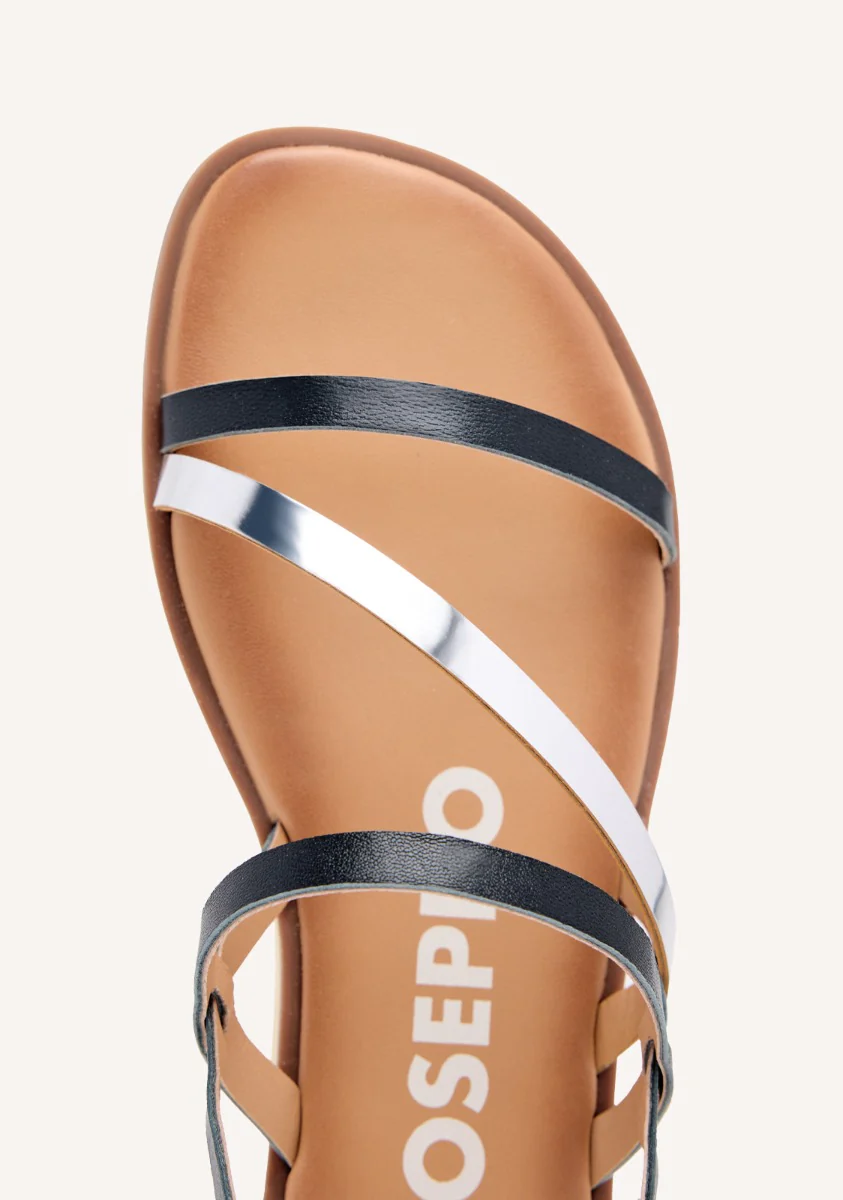 LEATHER SANDALS WITH BLACK AND METALLIC STRAPS FOR WOMEN CARBIS - Image 4