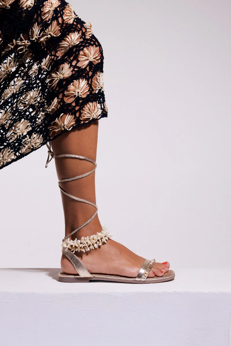 LEATHER SANDALS WITH STUDS AND BEADS PHOEBE - Image 5