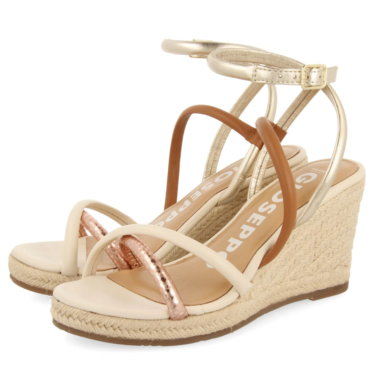 LEATHER SANDALS WITH THIN MULTICOLORED STRAPS AND HIGH JUTE WEDGE FOR WOMEN ROMETTA - Image 2
