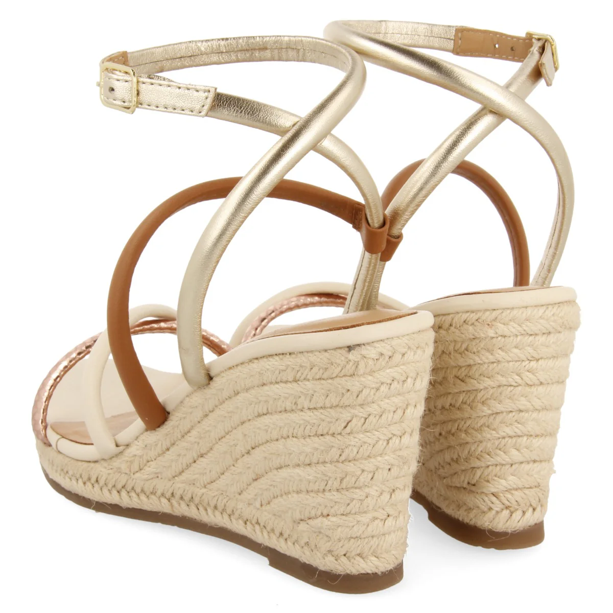 LEATHER SANDALS WITH THIN MULTICOLORED STRAPS AND HIGH JUTE WEDGE FOR WOMEN ROMETTA - Image 3