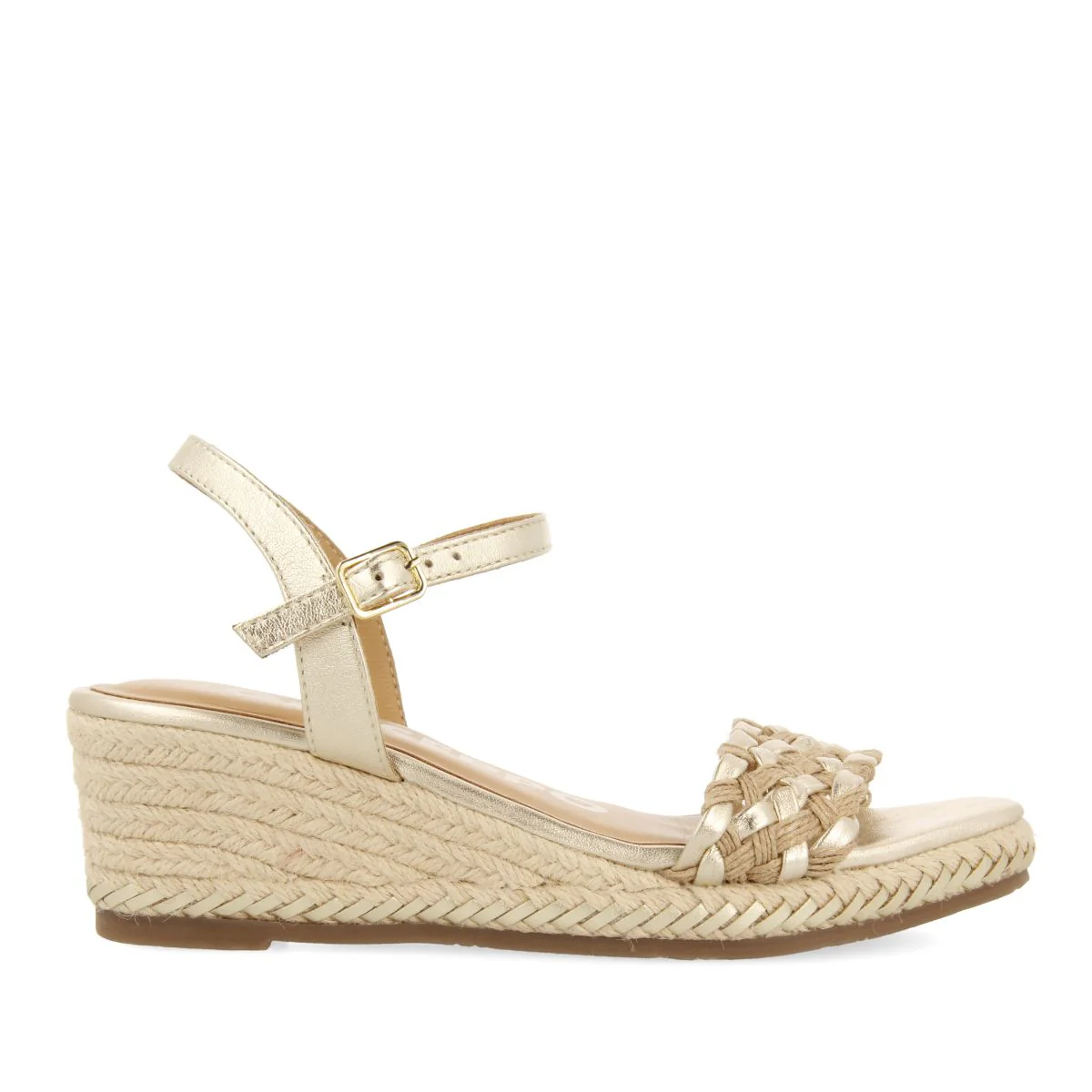 LEATHER SANDALS WITH TWO-TONE BRAIDING AND JUTE WEDGE FOR WOMEN SUNOL