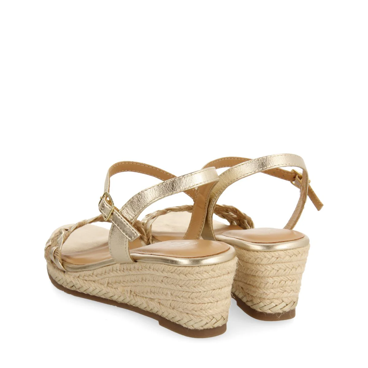 LEATHER SANDALS WITH TWO-TONE BRAIDING AND JUTE WEDGE FOR WOMEN SUNOL - Image 3
