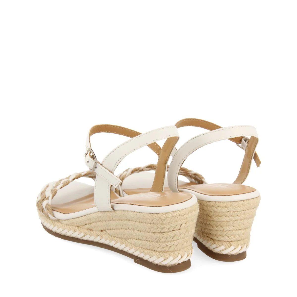 LEATHER SANDALS WITH TWO-TONE BRAIDING AND JUTE WEDGE FOR WOMEN SUNOL - Image 3