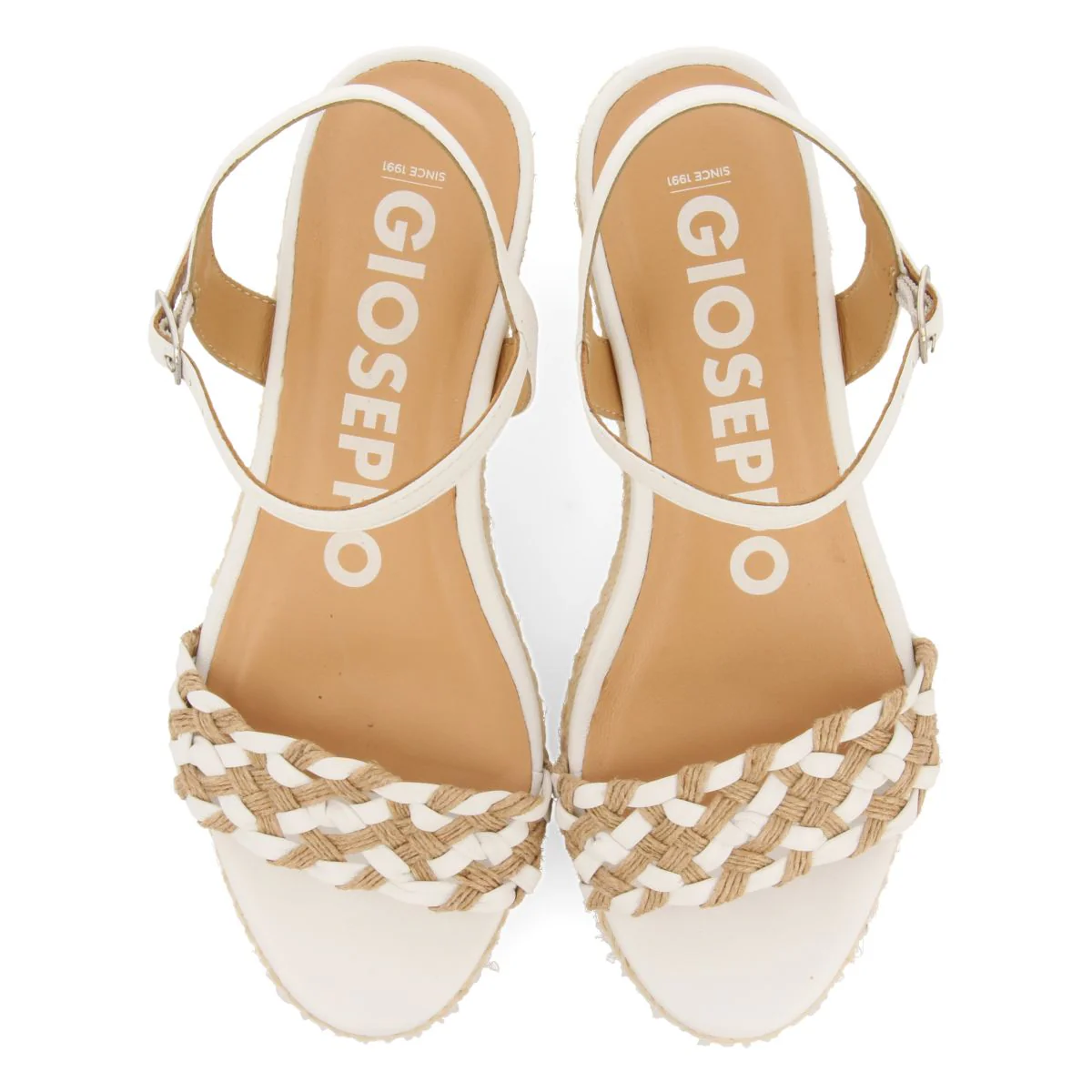 LEATHER SANDALS WITH TWO-TONE BRAIDING AND JUTE WEDGE FOR WOMEN SUNOL - Image 4