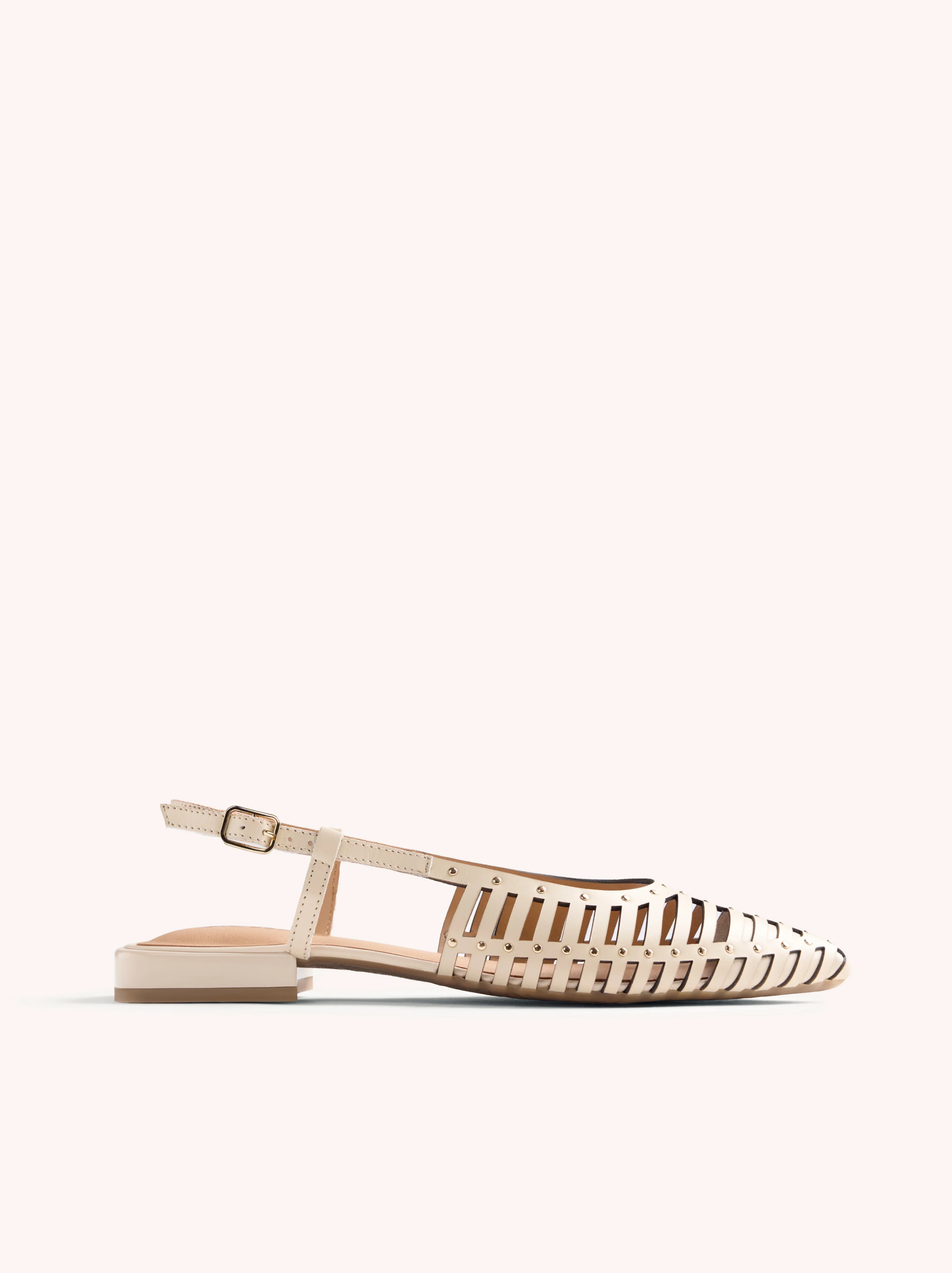 STUDDED LEATHER SLINGBACK BALLET FLATS JERICHO