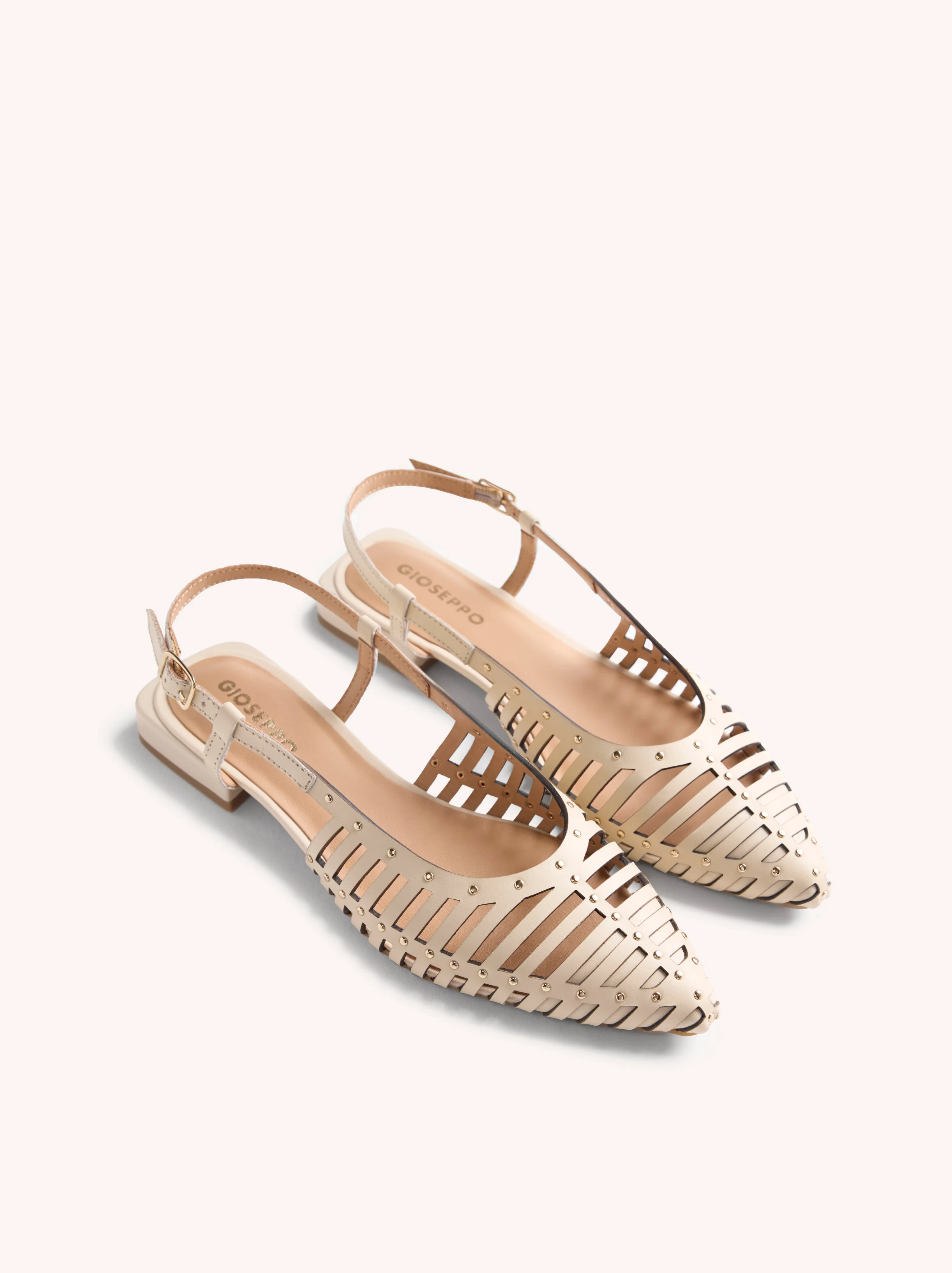 STUDDED LEATHER SLINGBACK BALLET FLATS JERICHO - Image 2