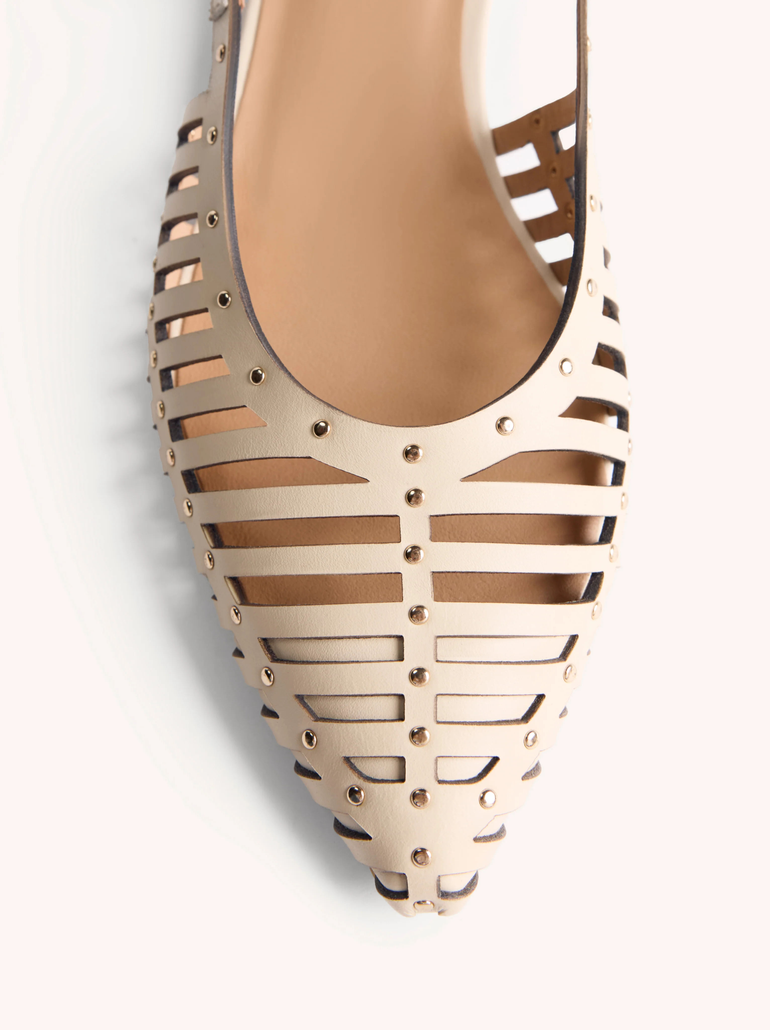 STUDDED LEATHER SLINGBACK BALLET FLATS JERICHO - Image 3