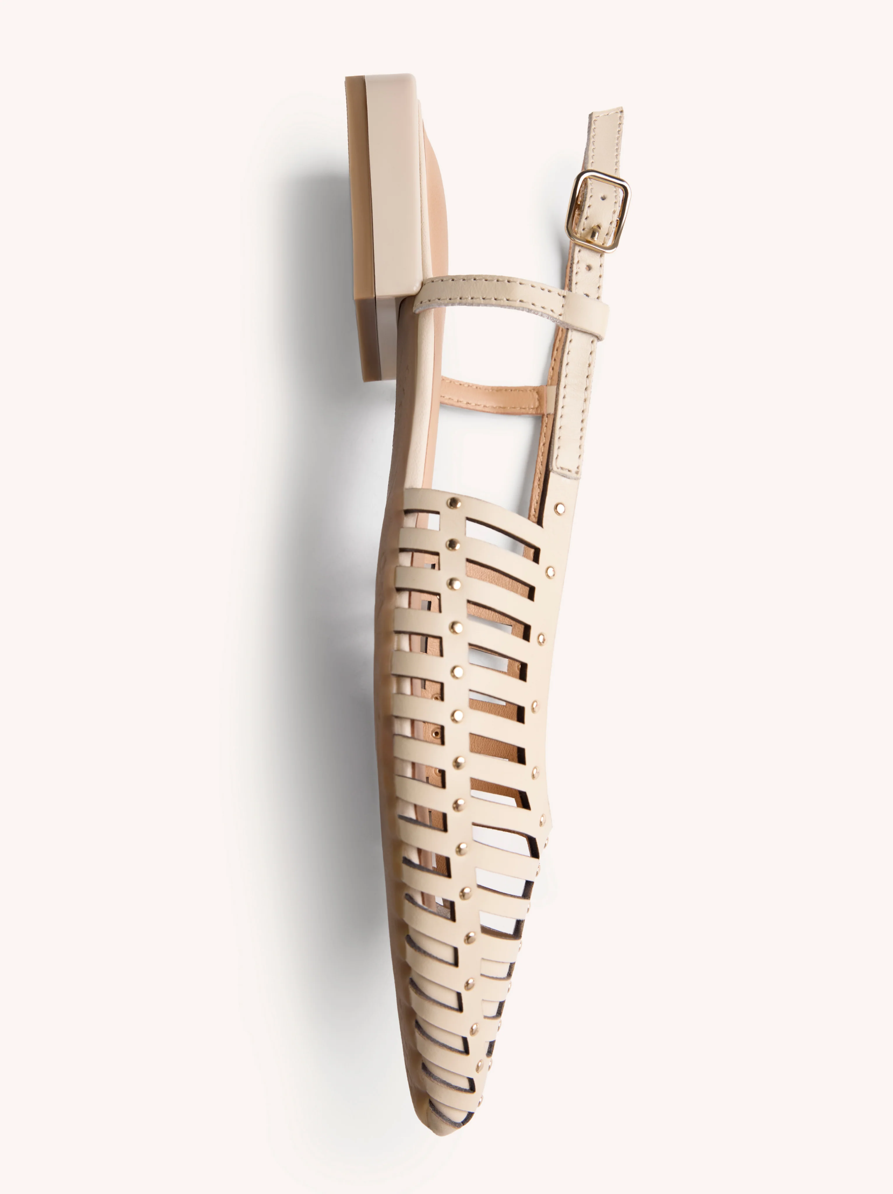 STUDDED LEATHER SLINGBACK BALLET FLATS JERICHO - Image 4
