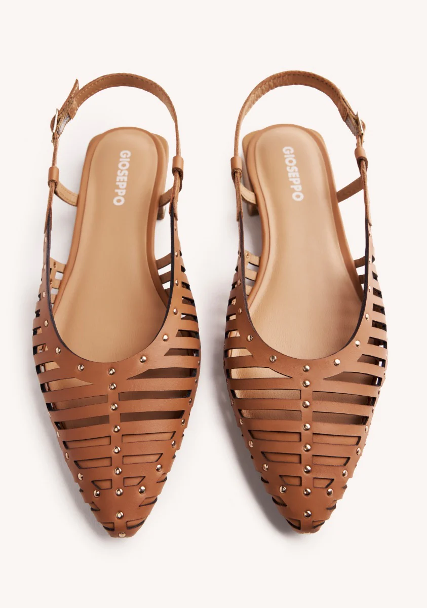STUDDED LEATHER SLINGBACK BALLET FLATS JERICHO - Image 3