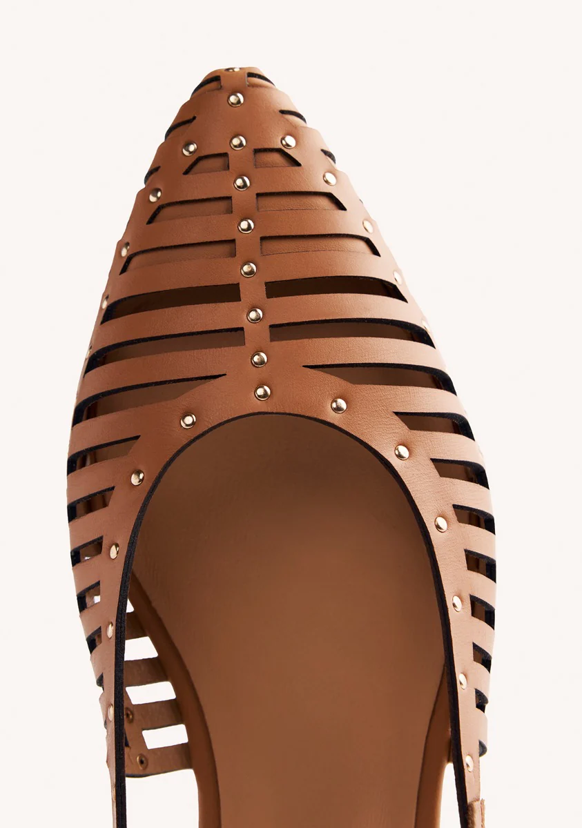 STUDDED LEATHER SLINGBACK BALLET FLATS JERICHO - Image 4