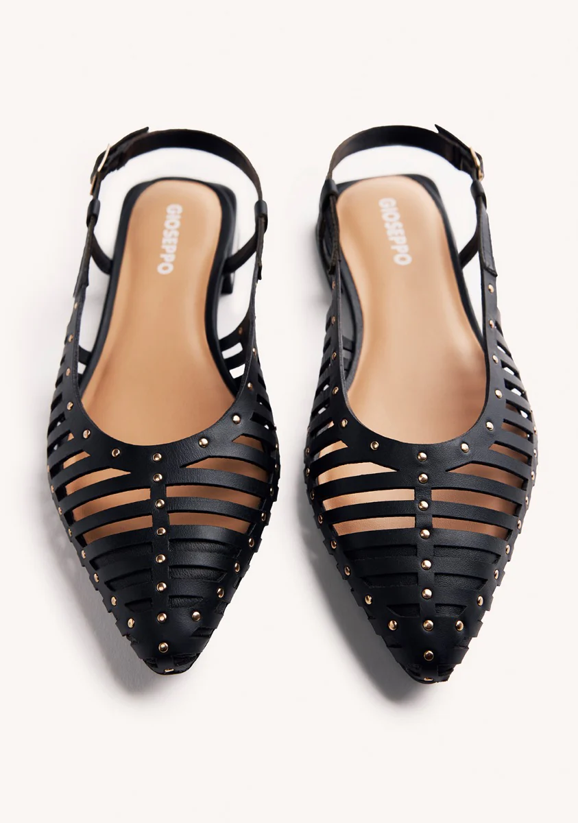 STUDDED LEATHER SLINGBACK BALLET FLATS JERICHO - Image 3