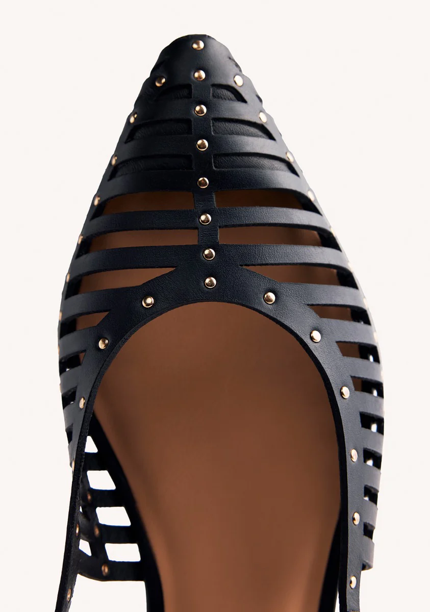 STUDDED LEATHER SLINGBACK BALLET FLATS JERICHO - Image 4