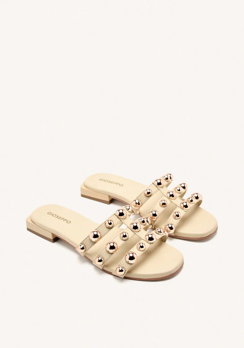 LEATHER STUDDED FLAT SANDALS DEKORRA - Image 2
