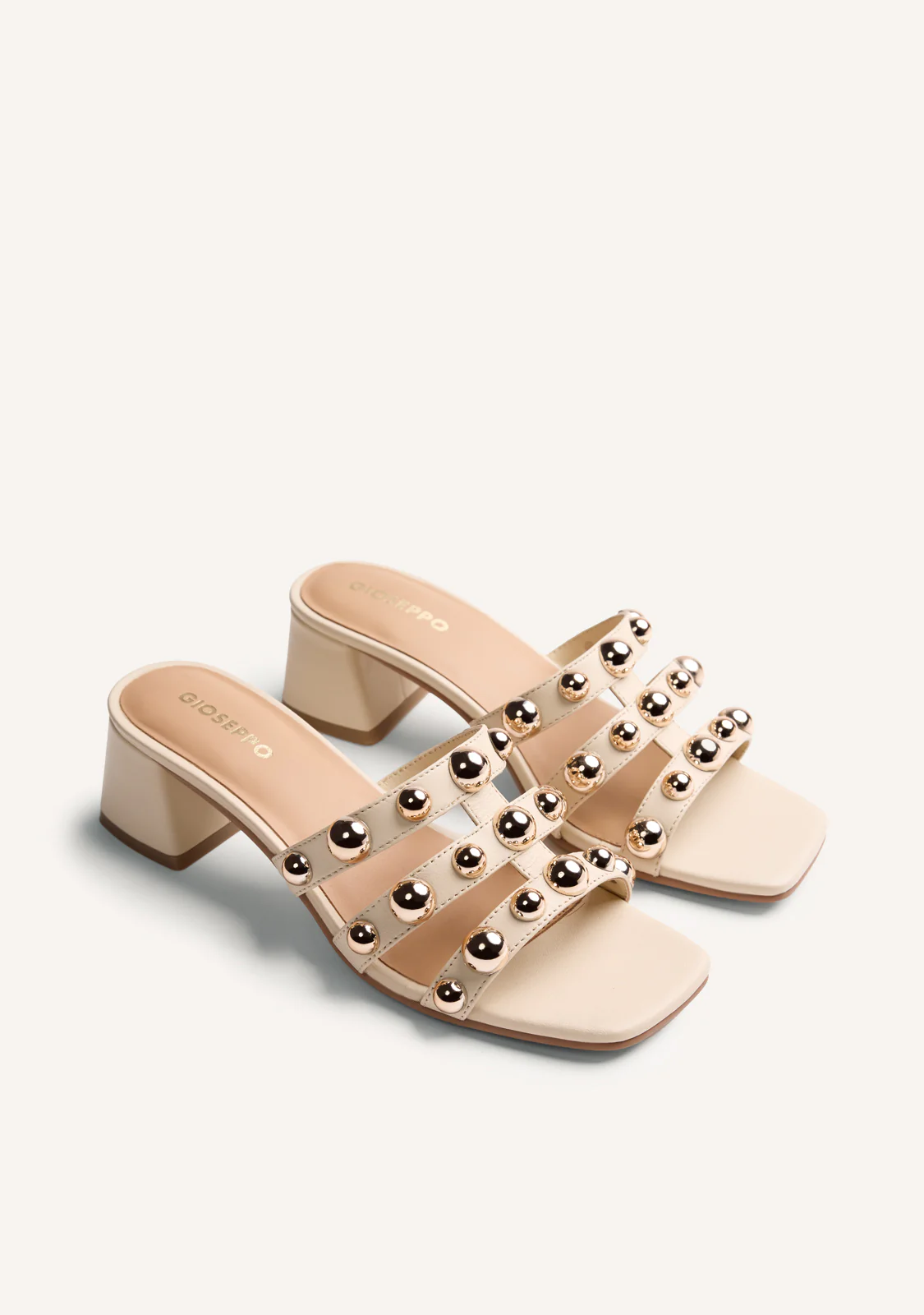 LEATHER STUDDED HEELED MULE SANDALS WHITING - Image 2