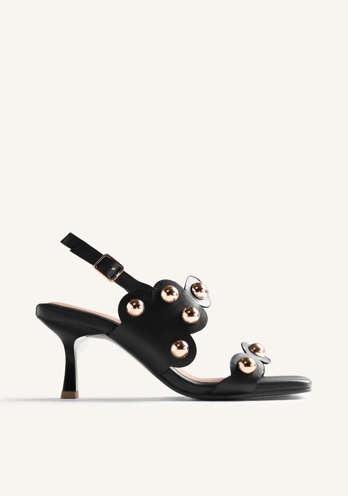 LEATHER STUDDED HEELED SANDALS KAKUMA