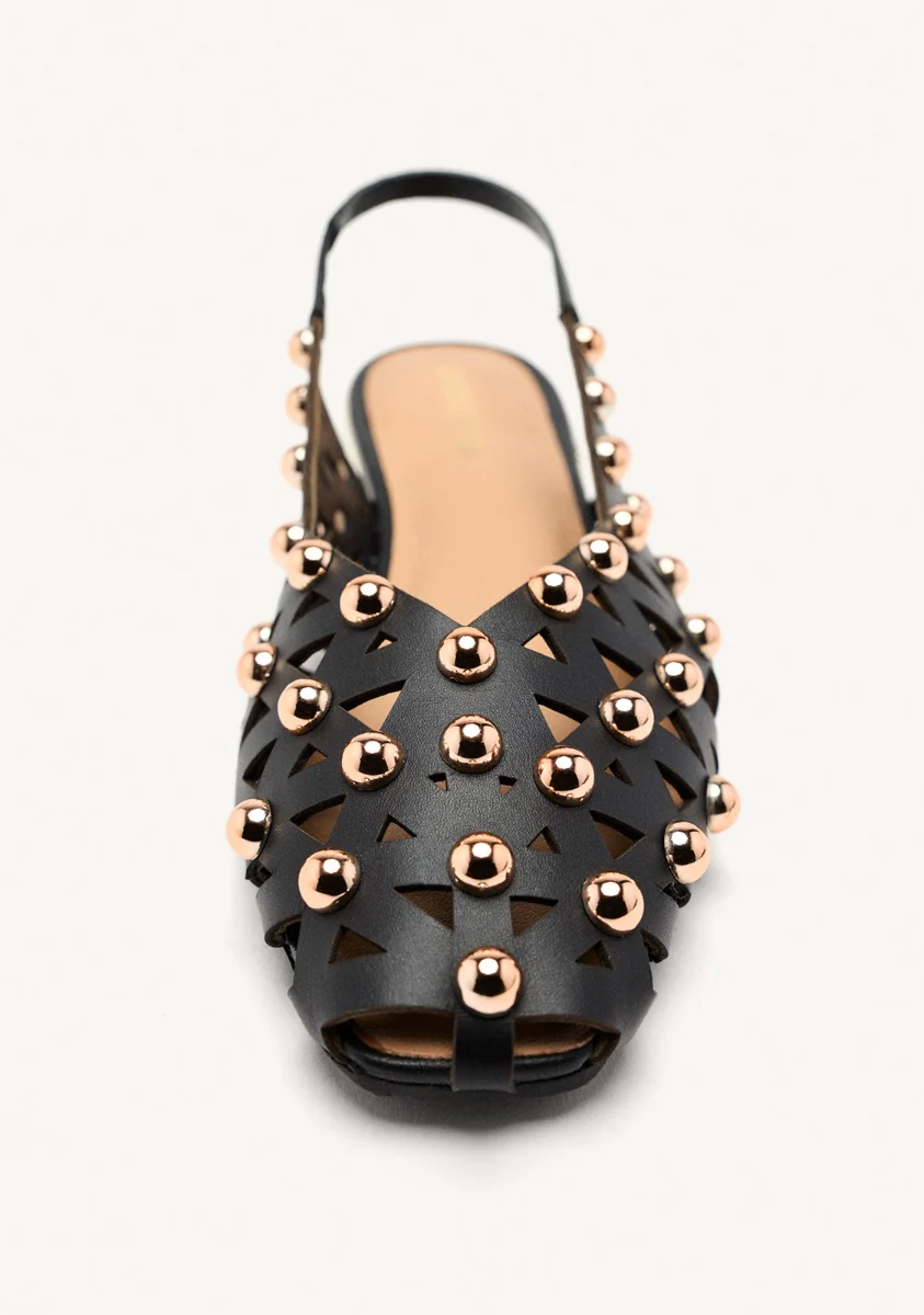 STUDDED LEATHER SLINGBACK BALLET FLATS CALAMUS - Image 2