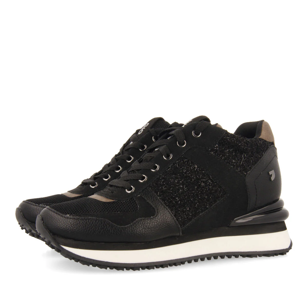 Lellig women's black monochrome sneakers with inner wedges - Image 2