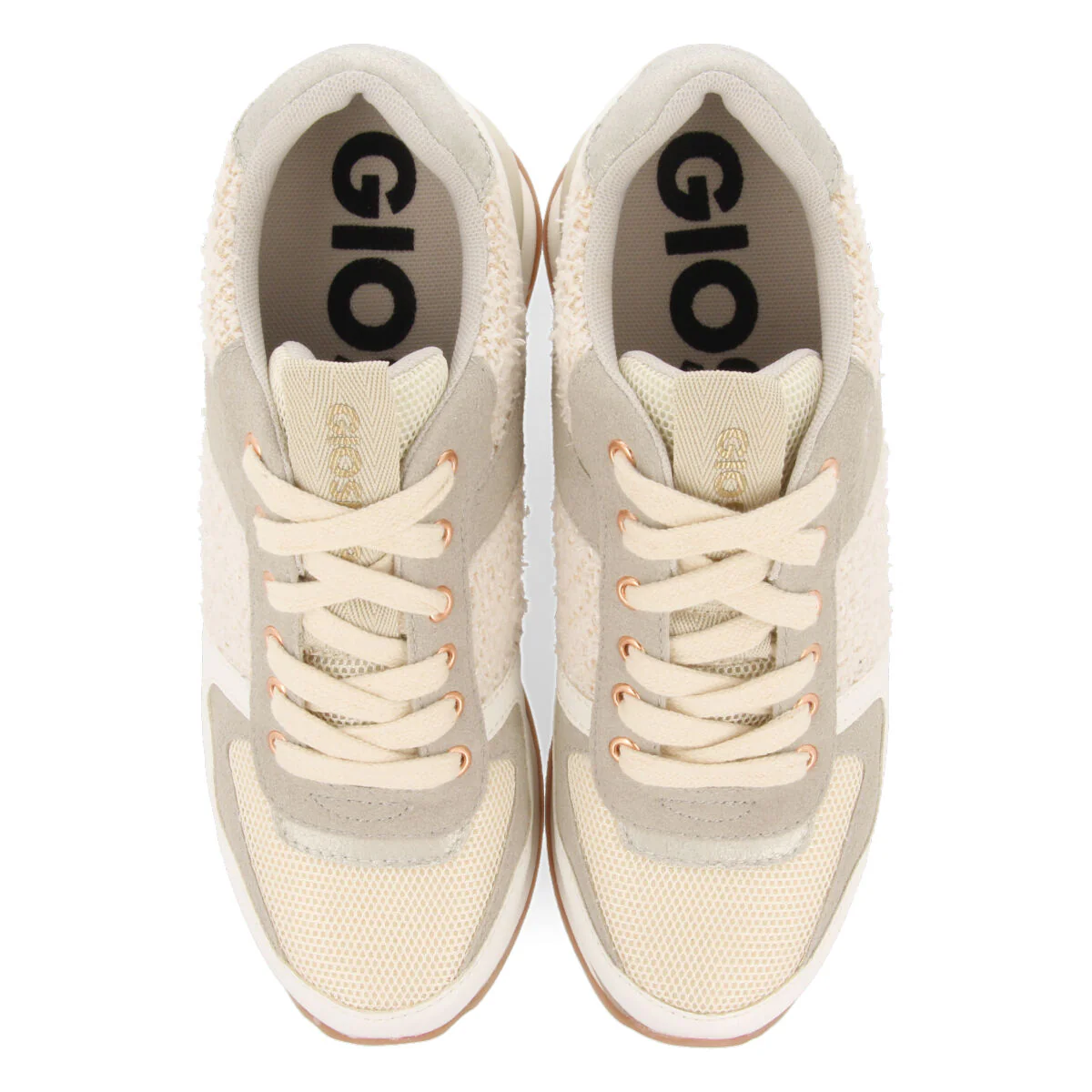 Lellig women's off-white monochrome sneakers with inner wedges - Image 4
