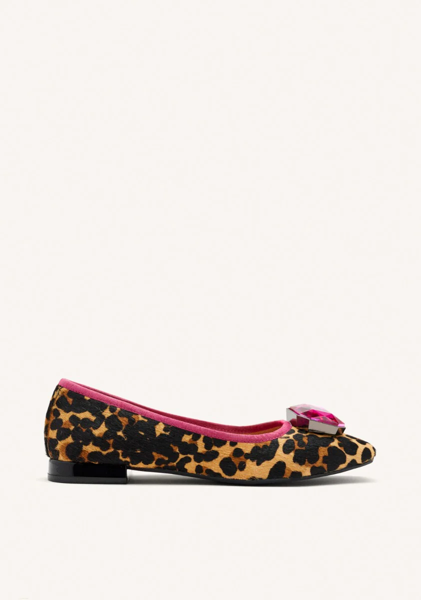 LEOPARD LEATHER BALLET FLATS CLYMAN
