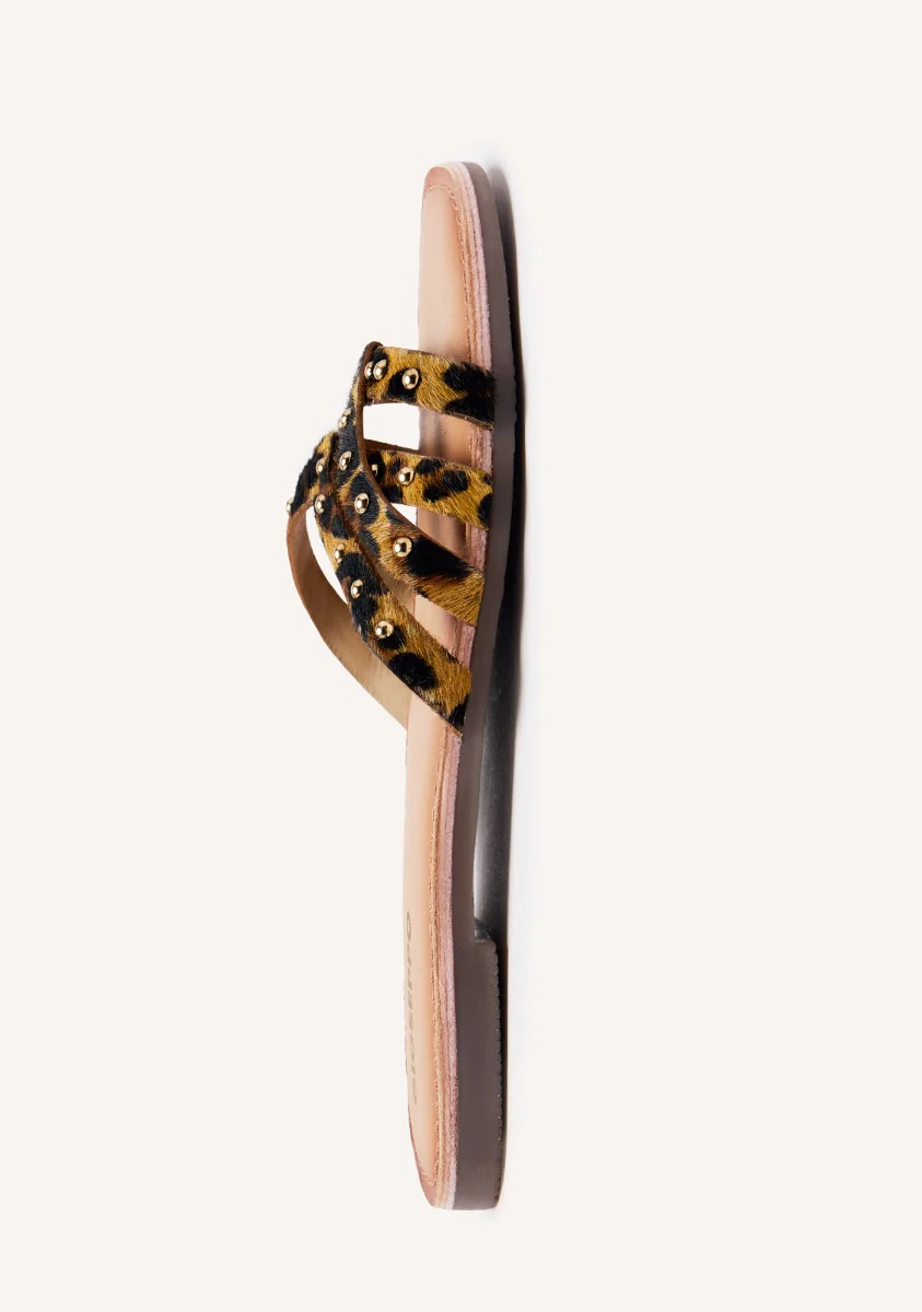 ANIMAL PRINT LEATHER FLAT SANDALS ISABELLE - Image 4