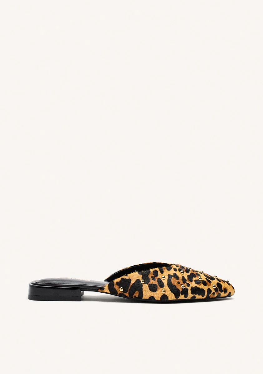LEOPARD LEATHER MULES IRASBURG