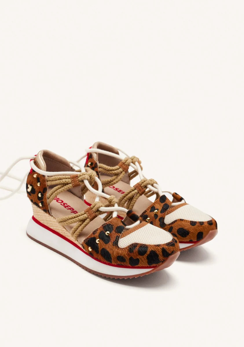 LEOPARD LEATHER SPORTY SANDALS AND RAFFIA WEDGE KEWASKUM - Image 2