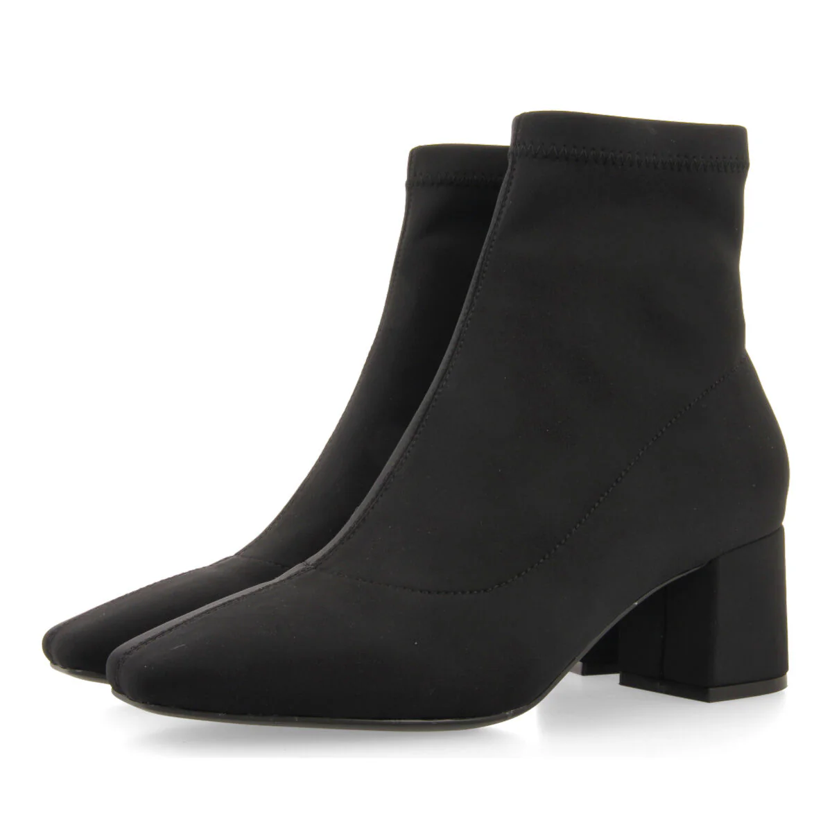 Letham women's stretchy black ankle boots with mid heels and semi-square toes - Image 3