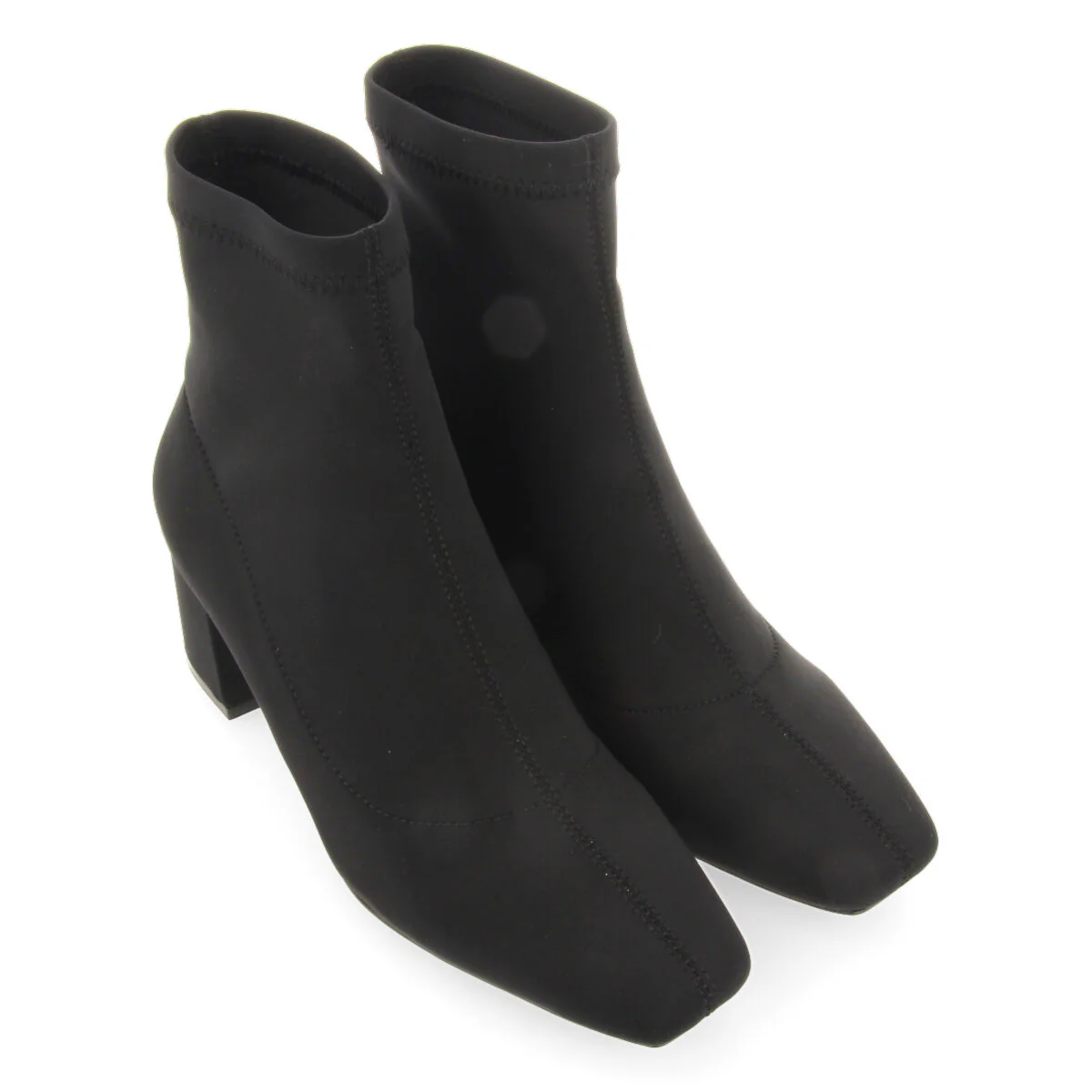 Letham women's stretchy black ankle boots with mid heels and semi-square toes - Image 4