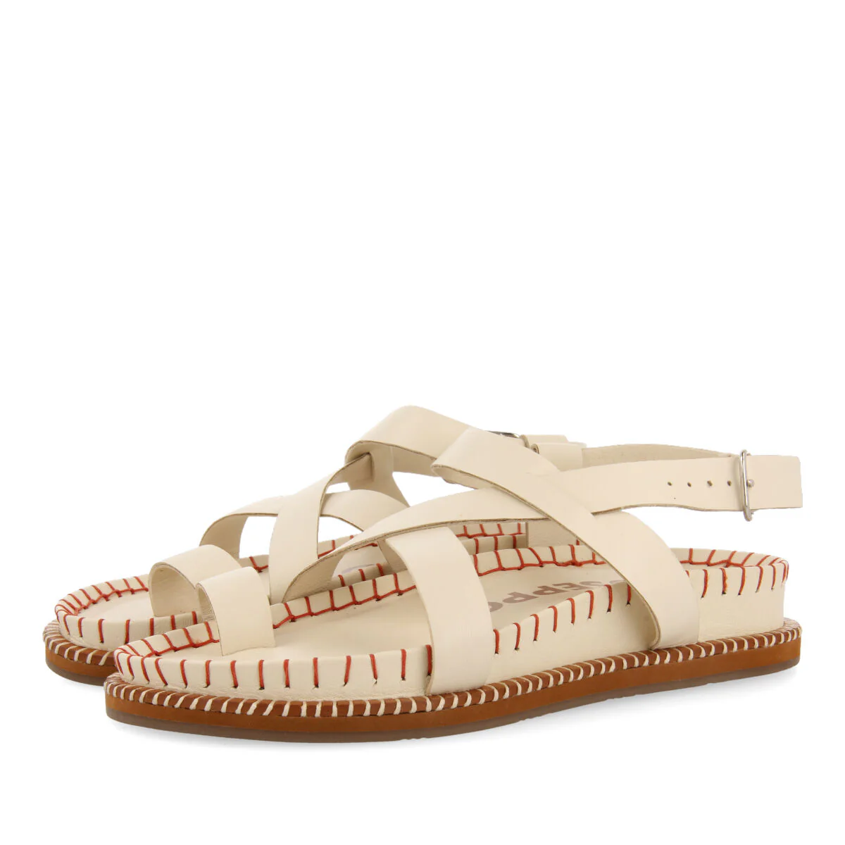 Liborina women's off-white footbed sandals with straps - Image 2