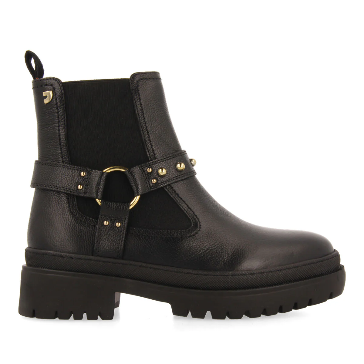 Liff women's black leather chelsea boots with studs