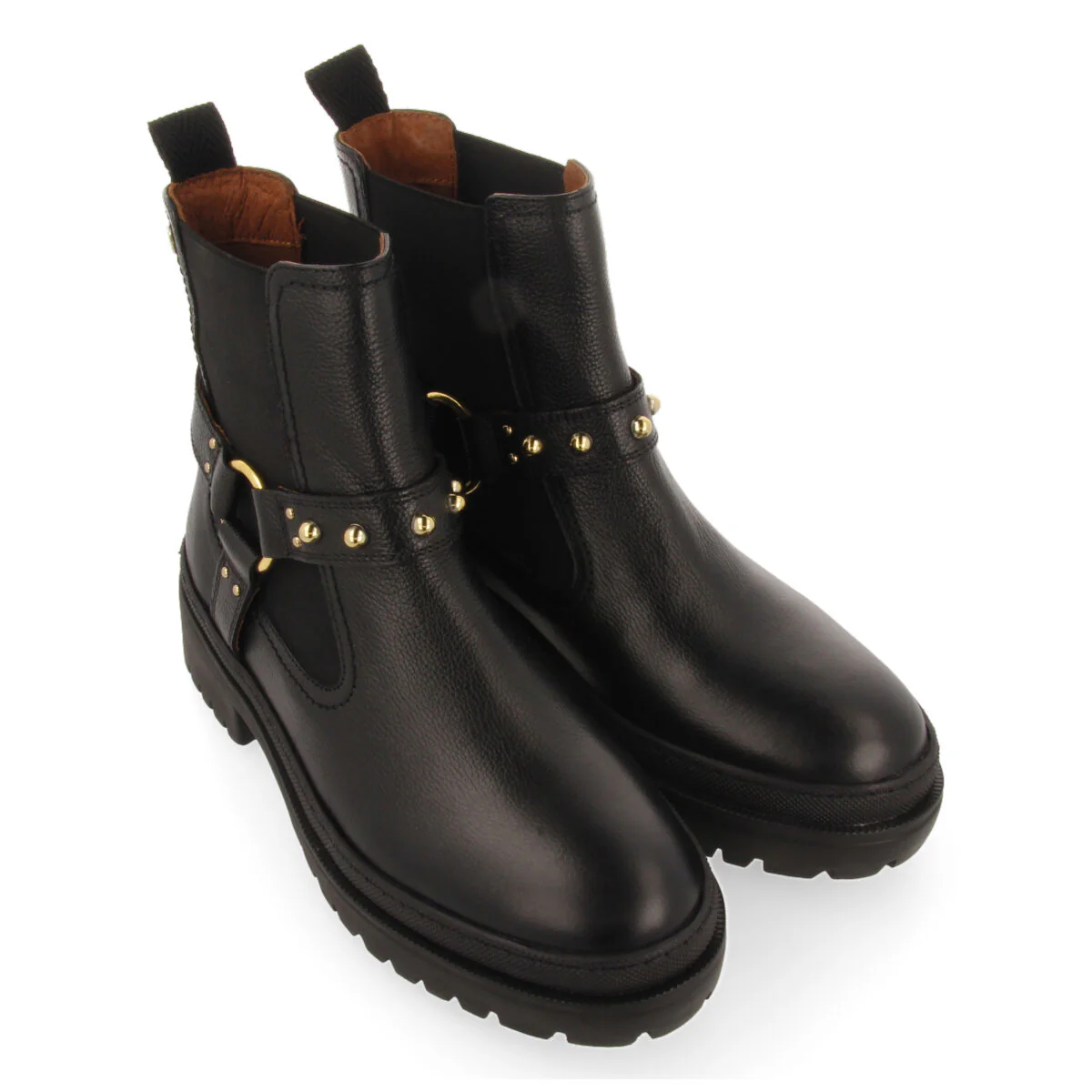 Liff women's black leather chelsea boots with studs - Image 3