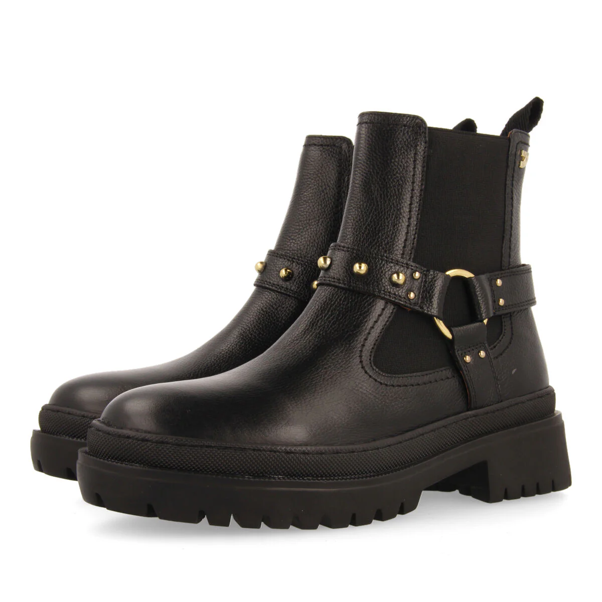 Liff women's black leather chelsea boots with studs - Image 5