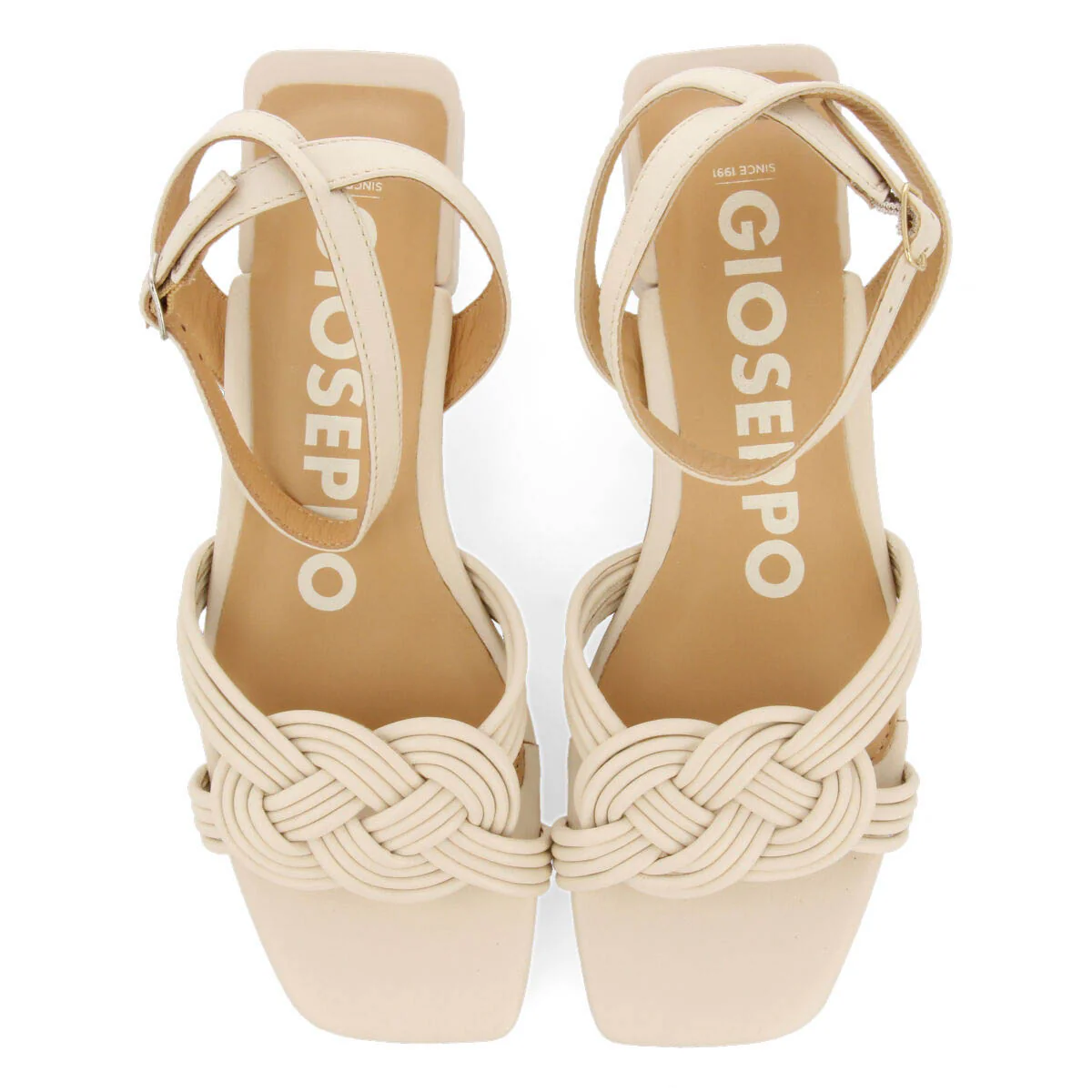 Linhares women's off-white leather sandals with straps and adjustable fastening - Image 3