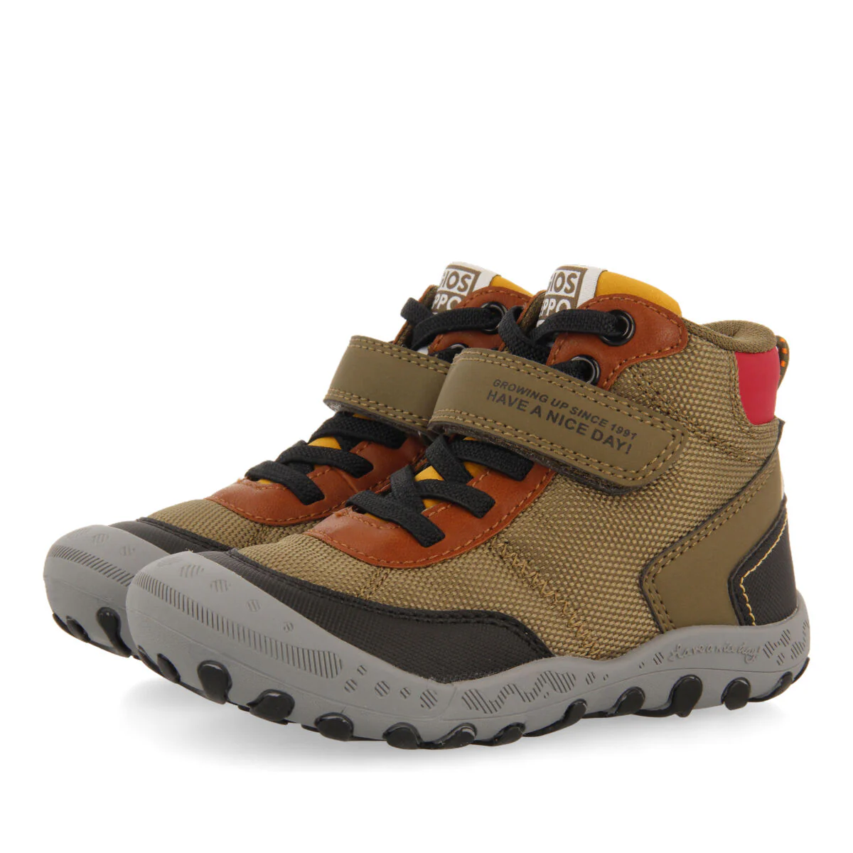Loen children's khaki hiking boot-style sneakers - Image 2