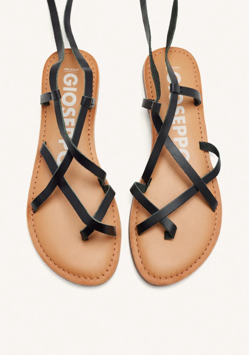 Lussat sandals with thin black straps to tie around the leg - Image 2
