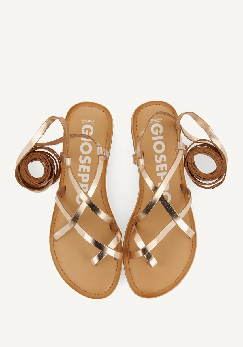 Lussat sandals with thin gold straps to tie around the leg - Image 4