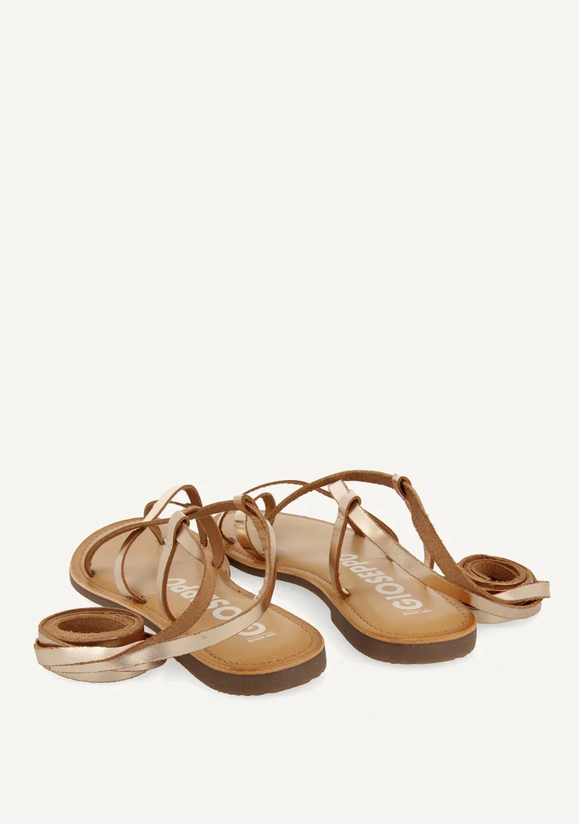 Lussat sandals with thin gold straps to tie around the leg - Image 5