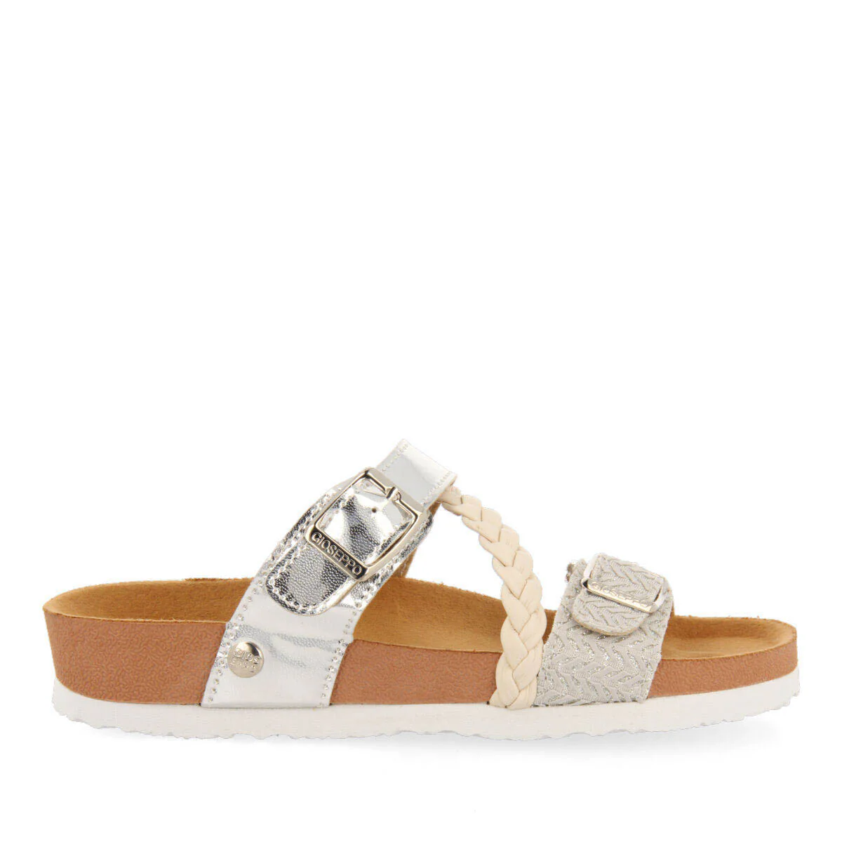 Macasar girls silver footbed sandals