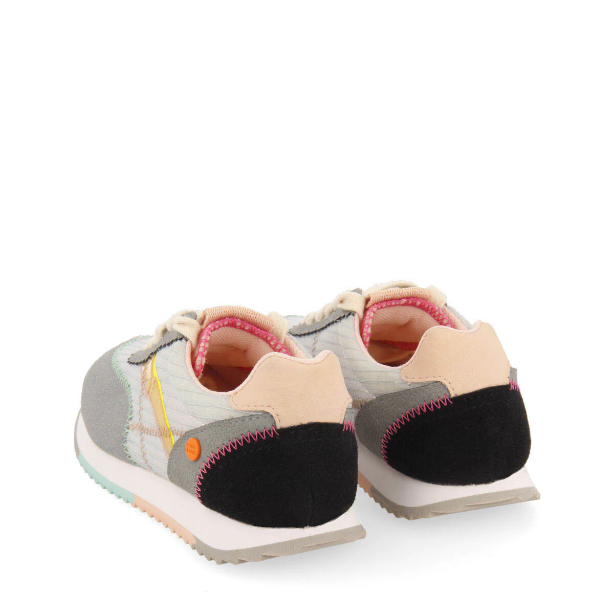 Madirac girls grey sneakers with colourful topstitching - Image 4