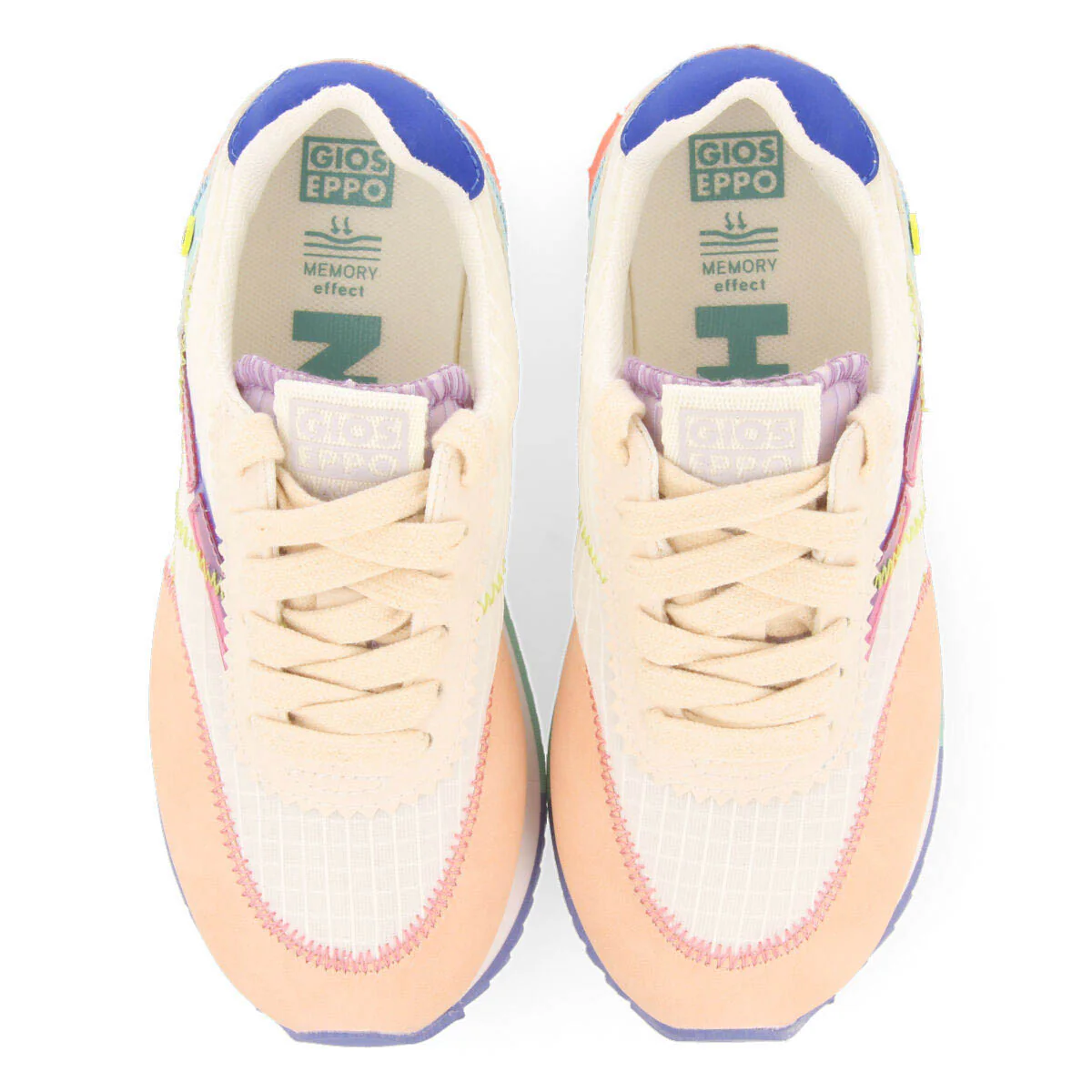 Madirac girlsink sneakers with colourful topstitching - Image 3