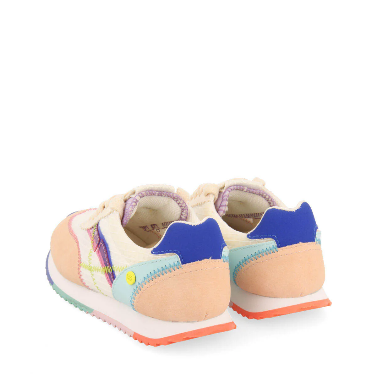 Madirac girlsink sneakers with colourful topstitching - Image 4