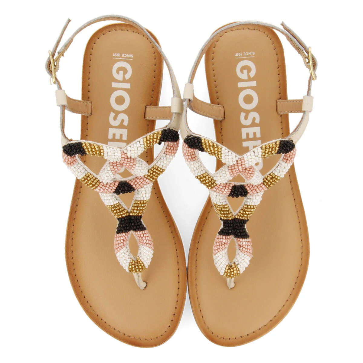 Mandaue women's flat sandals with decorative multicoloured beads - Image 3