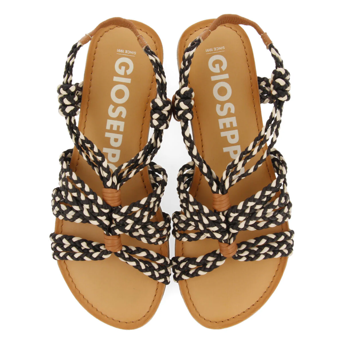 Matupa women's flat black and white braided sandals - Image 3